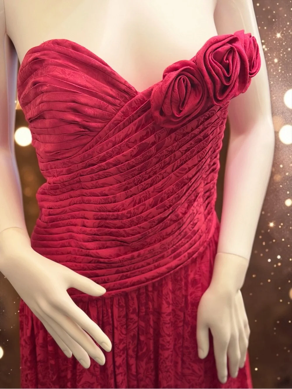 NWT Free People Make An Entrance Strapless Rosette Maxi Dress Fuchsia Size 8